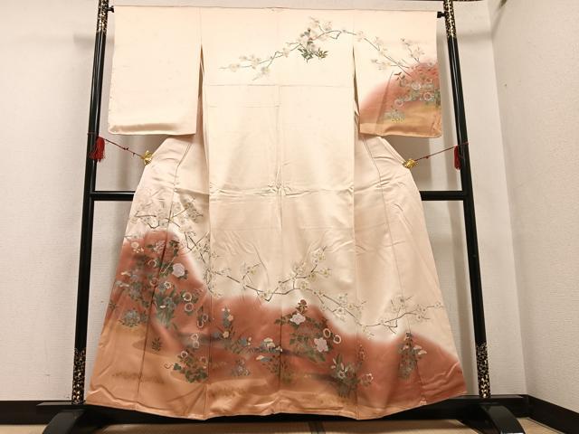 平和屋着物●訪問着 作家物 晃一 草花文 暈し染め 金彩 正絹 逸品 AABF6048ph
