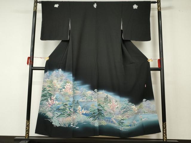 平和屋着物●十日町友禅作家 阿部佳雪 黒留袖 後楽園 暈し染め 正絹 逸品 AABF5249cs|平和屋