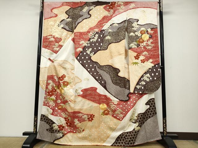 平和屋着物●豪華振袖　駒刺繍　絞り　エ霞草花文　金彩　正絹　逸品　CABC2302ut｜平和屋