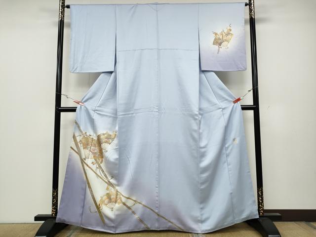 平和屋着物●金彩友禅　卓越技能者・名工・和田光正　訪問着　扇面花文　暈し染め　金銀彩　正絹　逸品　CABC2304ut｜平和屋
