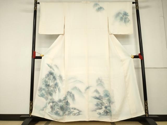 長閑やかさ屋御召しもの●短い訪問着 墨付き 見晴らし文 正絹 珠玉 AABF6192ck