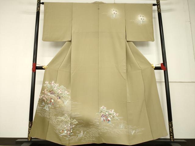 平和屋着物●訪問着　友禅　風景花文　正絹　逸品　AABF6195ck｜平和屋