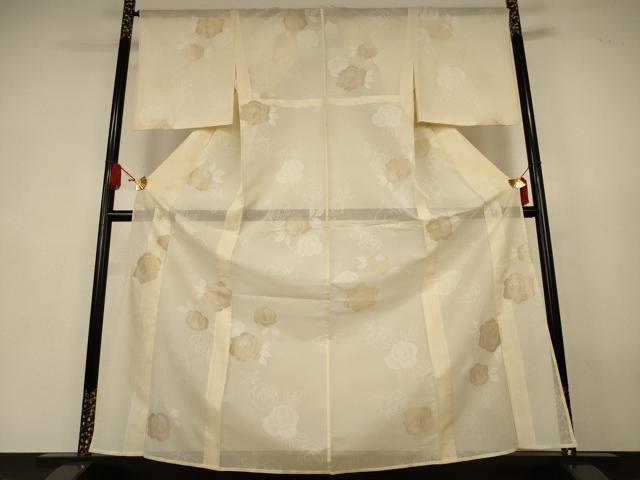 平和屋着物*夏物 小紋 紗 薔薇 金糸 正絹 逸品 AABK2694jd|平和屋