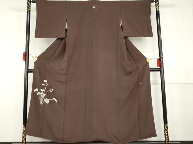長閑やかさ屋御召しもの●本加賀友禅絵描き 沢飯芳雄 短い訪問着 被子植物文 正絹 珠玉 AABG9918cs