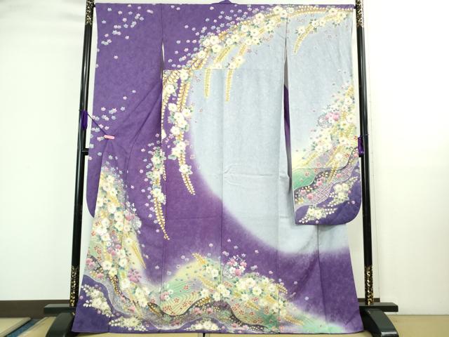 長閑やかさ屋御召しもの●飛び切り 振袖 辻が花 暈し染め 金彩 金通し地 珠玉 DZAB3035kh6
