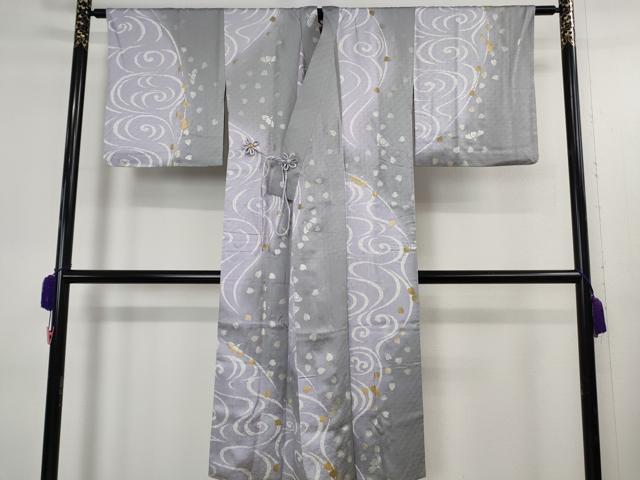 平和屋着物&infin;極上　道中着　ロング丈　流水舞花弁　暈し染め　金銀彩　鈴乃屋扱い　逸品　DZAB5140kh6｜平和屋