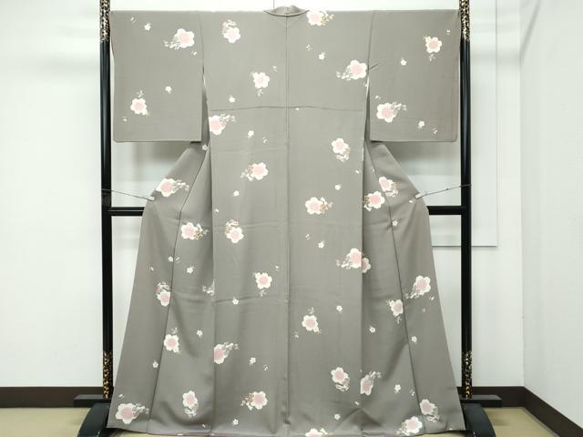 長閑やかさ屋御召しもの●飛び切り 小紋 絵描き物 四季ものがたり 兎 桜 灰汁色地 健勝苑取りまわし 反端付き添い人 珠玉 CZAA5000s6
