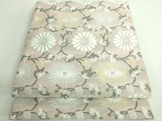 長閑やかさ屋お召しもの●御前上等 西陣 藤林幹央 六通柄袋帯 スリー時節帯 花唐草 銀糸 珠玉 DZAB3116kh6