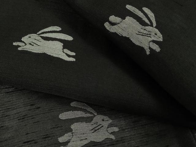 長閑やかさ屋御召しもの＊飛び切り 夏物 紗紬 飛兎 黒地 珠玉 DZAB3263kh6