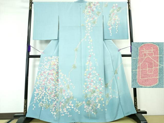 長閑やかさ屋中央局●御膳上等 本加賀友禅書き手 寺井英世 短い訪問着 枝垂れ花松文 暈し染め 珠玉 DZAA4215kh5 和服-着物-レディースファッション