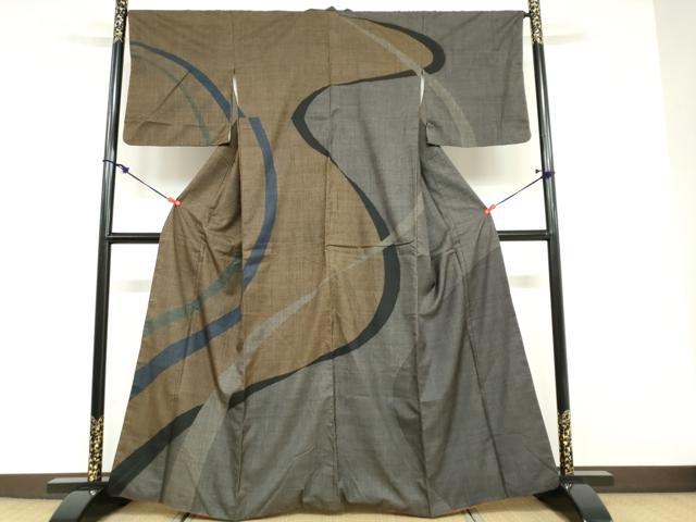 平和屋着物●本場大島紬　訪問着　7マルキ　抽象文様　正絹　逸品　DABB0682ud｜平和屋