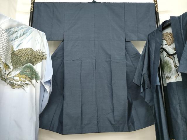 平和屋着物●男性　本場大島紬　アンサンブル　長襦袢(袷)セット　格子　正絹　逸品　AABF7034ck｜平和屋