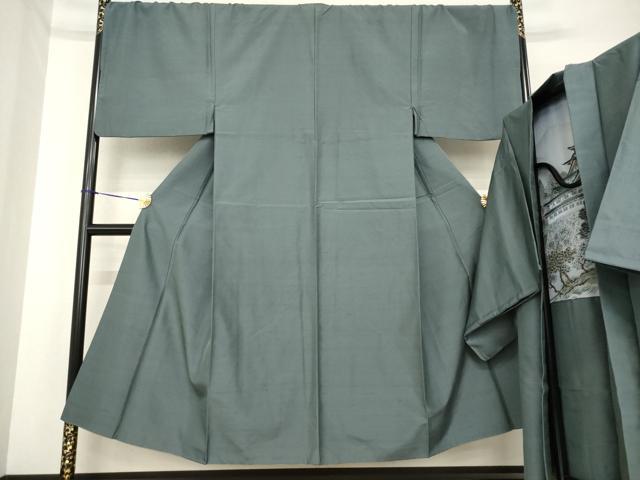 平和屋着物●男性　紬　アンサンブル　錆鼠色　正絹　逸品　AABF7037ck｜平和屋