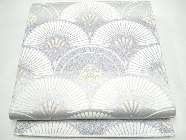 平和屋着物●六通柄袋帯 唐織 菊青海波 ラメ糸 正絹 逸品 CABJ5192hy|平和屋