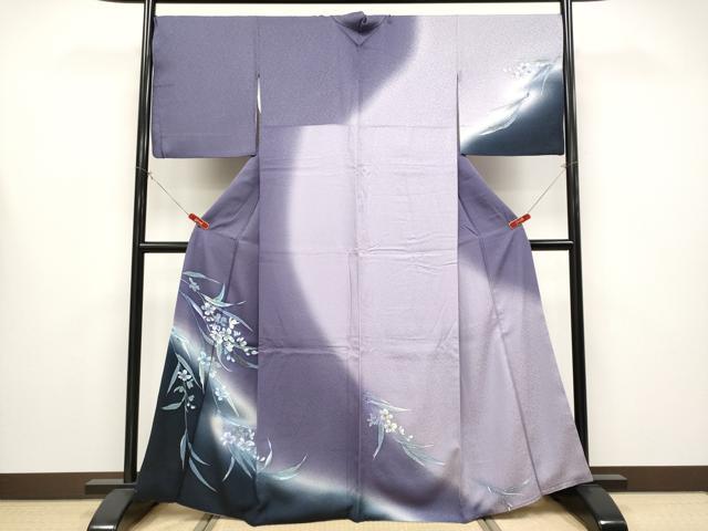 長閑やかさ屋御召しもの●飛び切り 短い訪問着 墨付き 枝花文 暈し染め 銀彩 珠玉 CYAA4382s6
