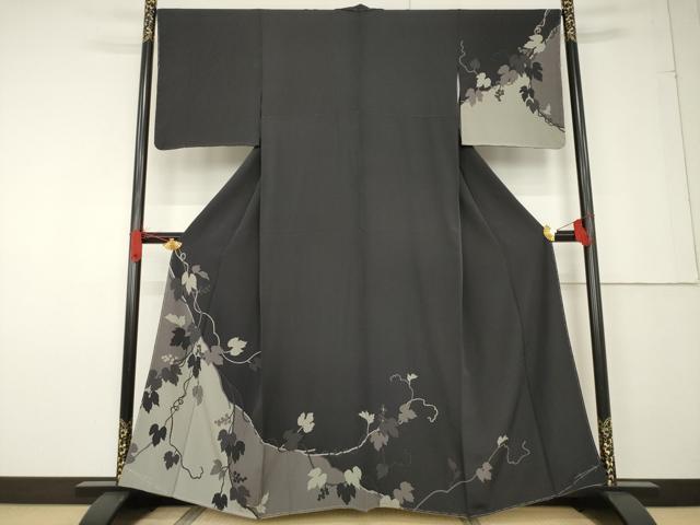 長閑やかさ屋御召しもの●京都の高家ブランド名 銀花仙 短い訪問着 グレープ蔦草文 正絹 珠玉 未当て嵌める AABF6154ck