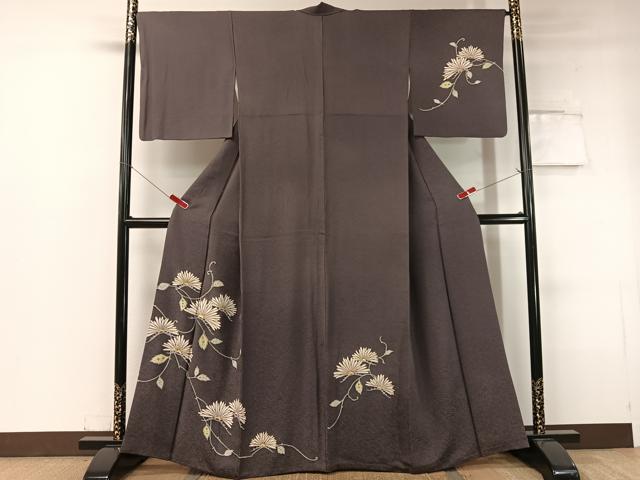 長閑やかさ屋御召しもの●短い訪問着 裏菊 金彩 正絹 珠玉 CABC2740vp