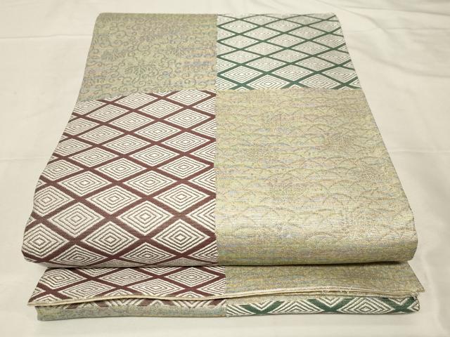 長閑やかさ屋お召しもの●西陣織の細工人・田村螢成 京都・美山織制作室 螢庵 蛍庵 全通柄袋帯 菱顕花植物文 現ナマ糸 正絹 珠玉 CABC4645dy
