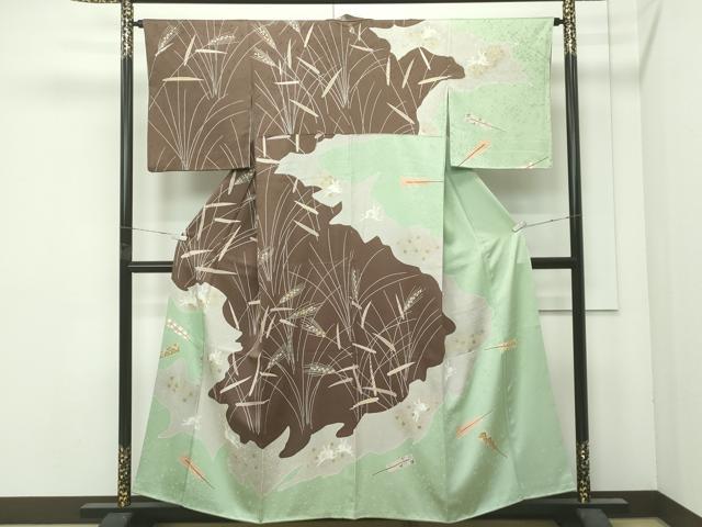 長閑やかさ屋御召しもの●飛び切り 短い訪問着 跳び兎すすき文 金彩 珠玉 CZAA4983s6