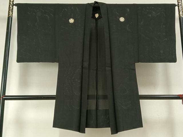 平和屋着物▽男性 長羽織 黒紋付 正絹 逸品 AABF5669fy|平和屋
