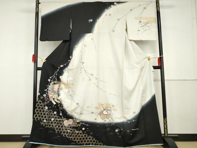平和屋着物●訪問着 友禅 几帳花車鼓文 暈し染め 金彩 正絹 逸品 AABG9920cs