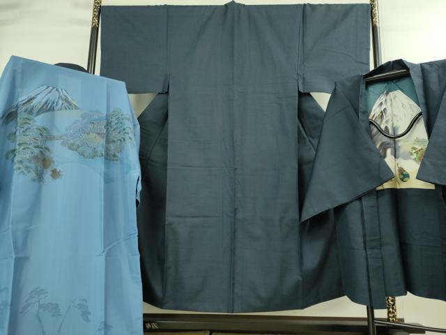 長閑やかさ屋御召しもの●より良い 成人男性 紬 合奏団 羽織・長襦袢(無双仕立てもの)書き割り 亀甲柄 羽裏・一富士二鷹三茄 珠玉 DZAB3401kh6