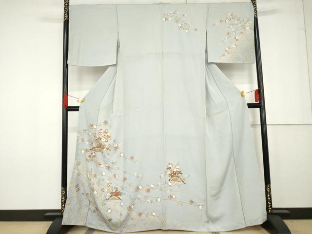 平和屋着物●訪問着　片輪車枝花文　金彩　正絹　逸品　AABF9149cs｜平和屋