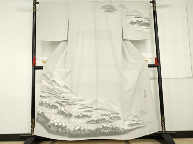 長閑やかさ屋お召しもの●墨描き友禅 小牧信定 短い訪問着 尾瀬 暈し染め 正絹 珠玉 AABG0312cs