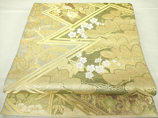 平和屋着物●西陣　川島織物　六通柄　本袋帯　花松文　金銀糸　正絹　逸品　DABB7792op｜平和屋