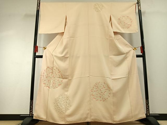 長閑やかさ屋御召しもの●短い訪問着 顕花植物文 金彩 正絹 珠玉 AABF5967fy
