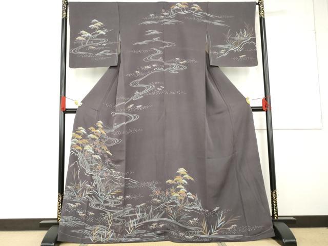 長閑やかさ屋御召しもの●打ち立てる460年・千總 短い訪問着 刺しゅう 松竹梅水筋見晴らし文 三越取りまわし 正絹 珠玉 未当て嵌める AABG2686cs