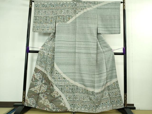 平和屋本店●極上 中国三大刺繍 スワトウ刺繍 汕頭刺繍 相良刺繍 訪問着 切嵌花唐草文 金糸 逸品 DZAB4357kh6