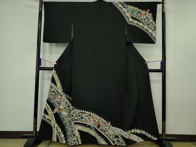 平和屋本店●極上　訪問着　鳳凰更紗花文　黒地　金彩　逸品　DZAB4416kh6｜平和屋