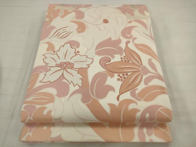 平和屋着物●六通柄袋帯　草花文　正絹　逸品　AABJ7092pf｜平和屋