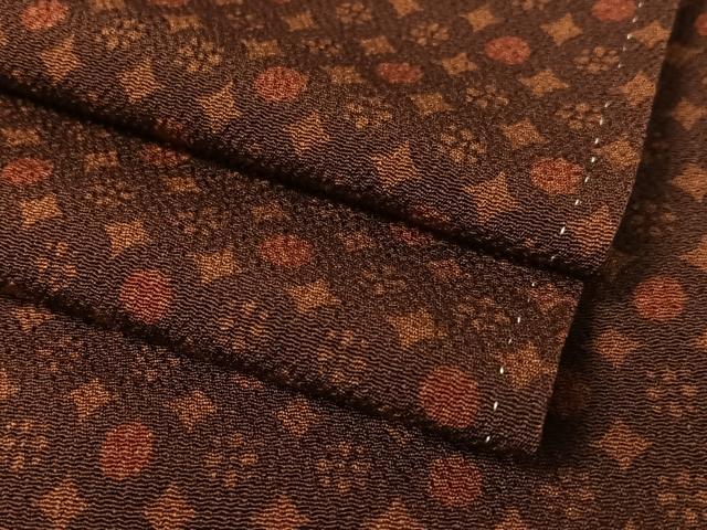 平和屋着物●上質な小紋 型染め 吉祥花文 鬼しぼ縮緬 正絹 逸品 CABC9844vp|平和屋