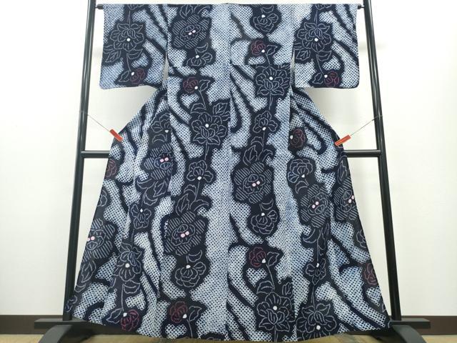 平和屋着物∴夏物 浴衣 有松鳴海絞り 枝花文 綿 逸品 CABD2429ng|平和屋