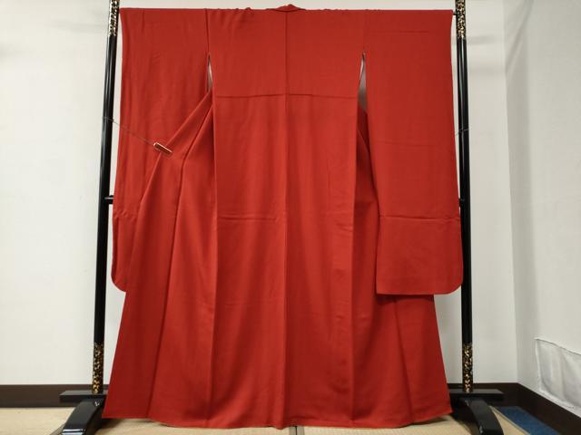 平和屋着物●豪華振袖　色無地　深緋色　正絹　逸品　CABC6831yc｜平和屋