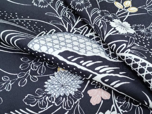 平和屋着物●上質な小紋 籬草花文 正絹 逸品 CABI1234th|平和屋