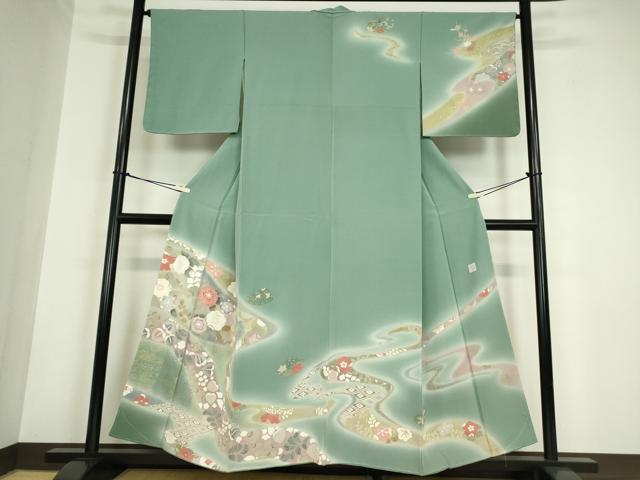 平和屋着物●染色作家　佐藤修平　訪問着　道長花文　暈し染め　金彩　正絹　逸品　未使用　DABC3029az｜平和屋