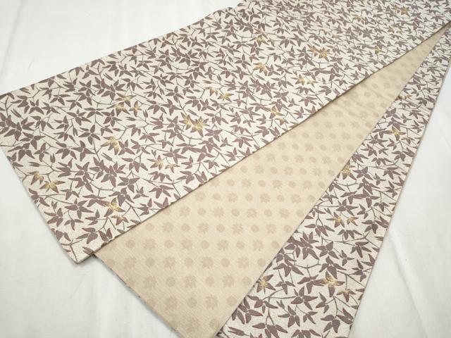 平和屋着物●両面　全通柄袋帯　枝葉文　金糸　正絹　逸品　CABD5819hy｜平和屋