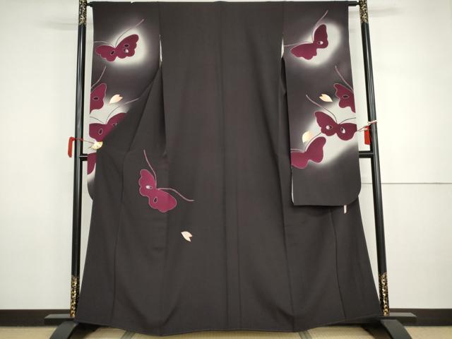 長閑やかさ屋御召しもの●分野的あやつり人形師 辻村寿三郎 ジュサブロー 振袖 花蝶文 暈し染め 正絹 珠玉 AABI5267cs