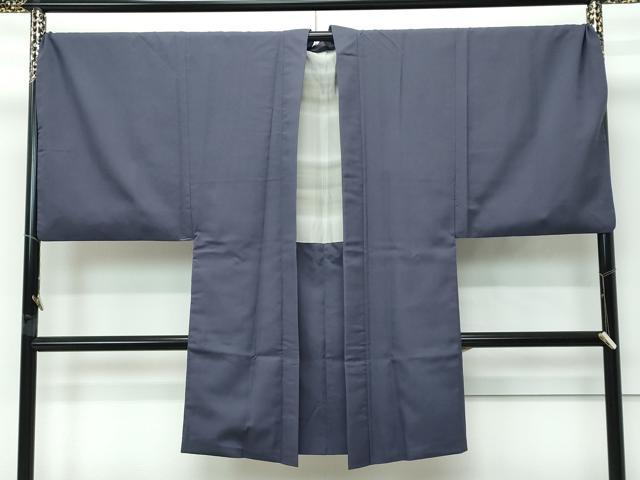 長閑やかさ屋御召しもの∞御前上等 成人男性 長羽織 キングサイズ 紬地 色無地 消薄墨色 珠玉 CZAA5071s6