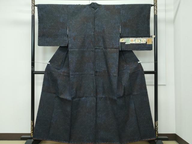 長閑やかさ屋御召しもの●飛び切り 発祥地結城紬 意味有りげ無形文化財 80亀甲 更紗花文 証紙付き添い人 珠玉 未当て嵌める CZAA5073s6