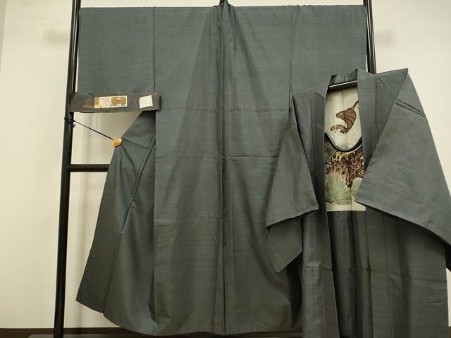 長閑やかさ屋御召しもの●より良い 成人男性 発祥地大島紬 合奏団 長羽織 100亀甲 総端っこ 畠隅彦作 羽裏・鷹 証紙付き添い人 珠玉 DZAB4314kh6