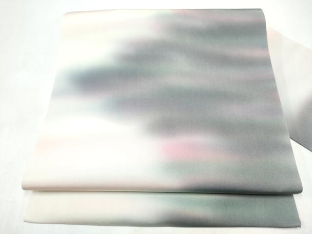 平和屋着物●染色工芸作家　本郷葵虹　塩瀬　全通柄　九寸名古屋帯　霞文　正絹　逸品　CABI9128hy｜平和屋