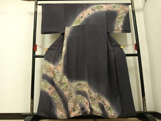 長閑やかさ屋御召しもの●短い訪問着 辻が花 暈し染め 正絹 珠玉 AABI0568ph