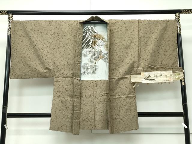 長閑やかさ屋御召しもの∞より良い 成人男性 羽織 キングサイズ 髭紬 綱紬 まゆの邑 媚赤銅色地 米澤猪俣謹製 証紙付き添い人 珠玉 CZAA5482s6