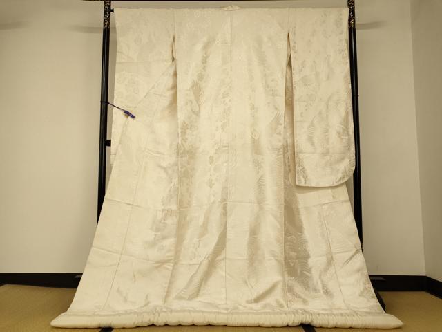 平和屋本店●白打掛 白無垢 和装 婚礼 結婚式 花嫁 神社挙式 唐織 飛鶴流水枝垂れ花文 逸品 AABJ2686fw|平和屋