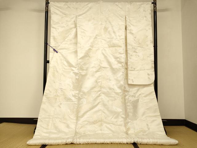 平和屋本店●白打掛 白無垢 和装 婚礼 結婚式 花嫁 神社挙式 唐織 飛鶴流水松花文 逸品 AABJ2689fw|平和屋