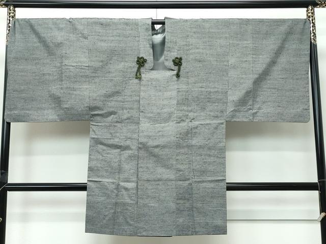長閑やかさ屋御召しもの∞より良い 成人男性 和装厚地の外套 ロング丈 キングサイズ 紬地 縞 珠玉 CZAA5500s6